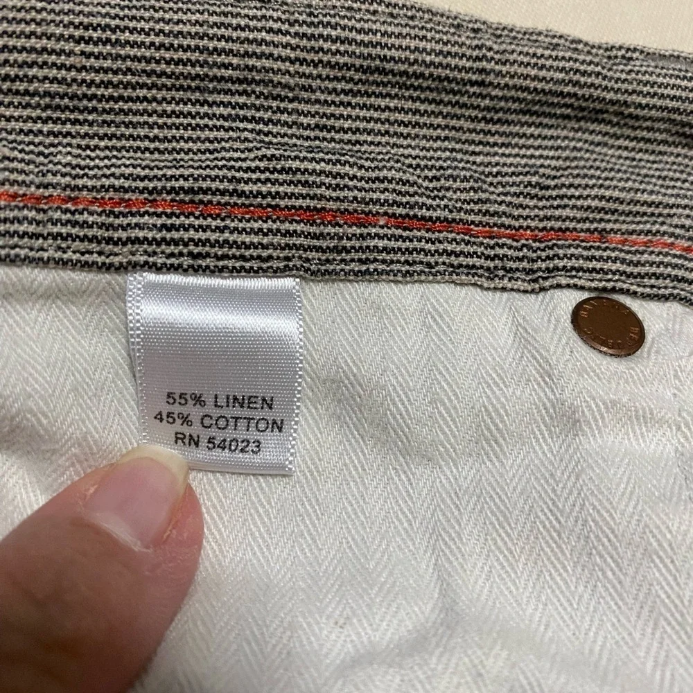 Banana Republic Men's Linen Blend Brown Stripe Straight Jeans Pants. 31X32